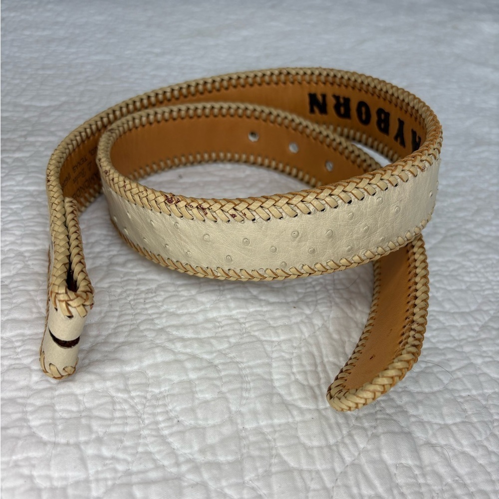Ostrich Leather Braided Edge Belt | J.L. Barker The Diamondback | 38 - Picture 3 of 10